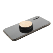 Support pour mobile rond en plastique avec base auto-adhésive et revêtement bambou - couleur noir, poids 8g_5