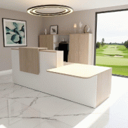 Bureau d'accueil ergonomique et Design Delta - Droite, Blanc, Oui, 262, Acacia clair_5