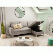 Canapé d'angle réversible convertible ARKO beige - design scandinave avec coffre de rangement et coussins_5