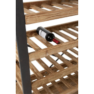 Étagère à vin USTI - 50 bouteilles + verres - Métal noir et bois naturel - 6 étagères - L114 x H188 x P38_5