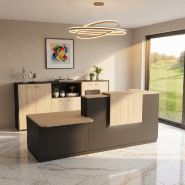 Comptoir d'accueil bi-colore avec PMR Delta et réhausse - Gauche, Noir, Non, 262, Chêne moyen_5