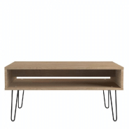 Table basse design scandinave Lackberg - chêne naturel - structure en panneaux mélaminés et piétement en métal_5