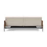 Canapé-lit Innovation Living Splitback Lauge - Convertible 115x210 cm - Tissu Bouclé Off White - Accoudoirs Noyer_5