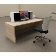 Banque d'accueil ton bois Pano - Ofitres - 120, Hêtre clair, Noir brillant / mélaminé blanc_5