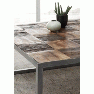 Table basse Broder 80x80 cm - Métal laqué silver et plateau en manguier massif_5