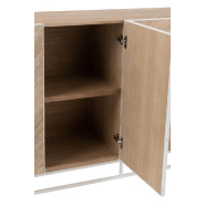 Buffet Mounie 4 portes - Motifs chevron naturel clair - Pieds métal blanc - Style industriel_5