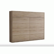 Armoire-lit escamotable VERTIGO SOFA - Chêne naturel - Canapé gris 4 coussins - Couchage 160x200 cm avec sommier à lattes_5