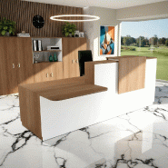 Bureau d'accueil ergonomique et Design Delta - Gauche, Blanc, Oui, 282, Acacia foncé_0