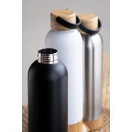 Thermos - Bouteille isotherme double paroi en acier inoxydable avec couvercle et base en bambou - 500 ml_5