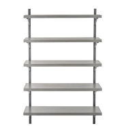 Étagère murale RIGZ - 5 planches en bois et métal gris - Design moderne - L121 x H190 x P40 cm_5