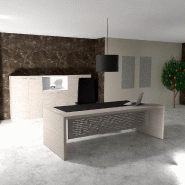 Bureau de Direction E10 - QUADRIFOGLIO - 204, Orme gris, Avec voile de fond, Cuir noir_0