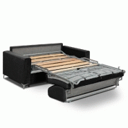 Canapé convertible express Jackson 140cm - sommier lattes bois - velours noir - matelas 16cm Excellence literie_5
