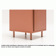 Meuble vestiaires 6 ou 8 cases - MDD - Bleu foncé , A clé, 2 x 3 cases, Pieds en métal_5