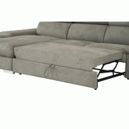 Canapé d'angle convertible gauche avec coffre de rangement - Panama tissu façon nubuck gris - couchage 140x200 cm_5