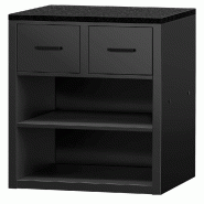Comptoir-caisse MADRID - 800 mm - Plateau de travail en granit noir - Noir mat_5