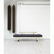 Banquette méridienne futon BEBOP - Pin naturel - Coloris gris foncé - Couchage 75x200 cm - Convertible et design_5