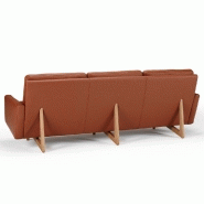 Canapé 3 places design scandinave EGSMARK - piétement en chêne verni - cuir cognac - dimensions L216 x H76 x P76 cm_5