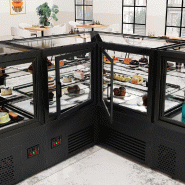 Vitrine réfrigérée d'angle pour pâtisserie MADRID - 1500 mm - 2 étagères - Noir_5