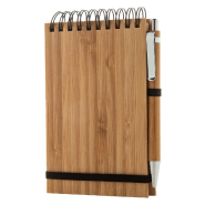 Carnet de notes à spirales en bambou - 80 feuilles lignées et stylo en bambou - Encre bleue_5