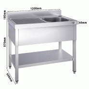 Plonge inox 1 bac avec égouttoir et étagère - P 600 mm - 1200 mm bac à droite_5