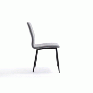 Lot de 2 chaises Sylvio - Tissu gris - Structure bois et métal - Design chic et confortable_5