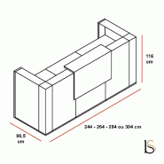 Grand bureau d'accueil droit Tera - MDD - Chêne Canadien, 264, Avec réhausse lumineuse_5