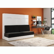 Composition lit escamotable angle Vertigo Sofa blanc avec canapé anthracite 160x200 - 411 x 100 cm - Avec colonnes de rangement_5