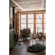 Fauteuil Dulzura - Structure en bois antique et revêtement textile vert - Dimensions L80 x H75 x P70 cm_5