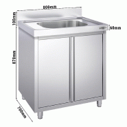 Plonge inox1 bac sur placard - P 700 mm -_5