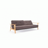 Canapé-lit design SPLITBACK FREJ - Innovation Living - Convertible 115x210 cm - Accoudoirs bois - Tissu Flashtex Dark Grey_5