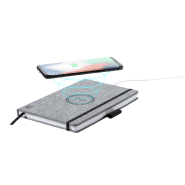 Porte-documents avec chargeur rapide sans fil intégré 10W - Bloc-notes A5 en polyester RPET avec 80 feuilles_5