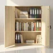 Armoire moyenne à portes battantes Haut. 121 cm - Mobel Linea - 100, Chêne grisé_5