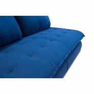 Canapé lit compact 3 places Lisbonne 140cm - Sommier à lattes - Matelas 13cm - Velours bleu - Ouverture express_5