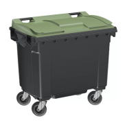 Conteneur latéral 660 L - Fabrication française - PEHD injecté - Normes EN 840 - Roues freinées - Préhension frontale et latérale_5