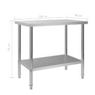 Vidaxl table de travail de cuisine 100x60x85 cm acier inoxydable 51188_5