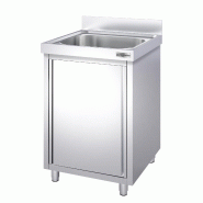 Plonge inox 1 bac sur placard - P 600 mm - 600_5