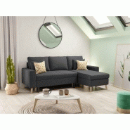 Canapé d'angle réversible convertible ARKO gris foncé - design scandinave avec coffre de rangement et coussins d'appoint_5