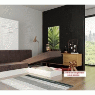 Lit escamotable Dynamo Sofa - canapé angle méridienne réversible avec accoudoirs - blanc et tissu marron - 140x200 cm_5