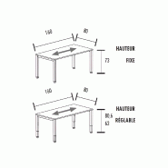 Bureau individuel avec retour So Vicar réglable en hauteur_5