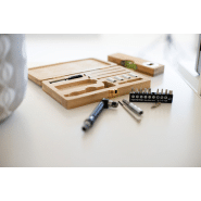 Kit d'outils en métal - 21 pièces avec boîte en bambou naturelle - tournevis et accessoires inclus_5