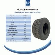 13x5.00-6 Grass Lawnmower Tyres  Rims Wanda P332- 25mm 6205 Bearings (Set of 4)_5