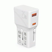 ROLINE Chargeur de voyage USB avec prise UK/US/Euro, 2 ports, 1x QC3.0 A + 1x C (PD), 25W_5