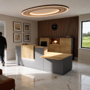 Comptoir d'accueil bi-colore avec PMR Delta et réhausse - Droite, Oui, Anthracite, 282, Chêne veiné_5