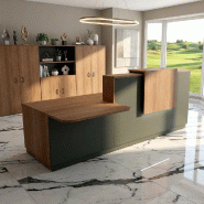 Bureau d'accueil ergonomique et Design Delta - 242, Gauche, Noir, Oui, Acacia foncé_0