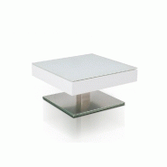 Table basse Marseille laquée blanc mat - Plateau en verre trempé - 75x75 cm - Piétement en acier brossé_5