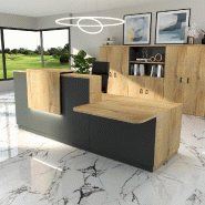 Bureau d'accueil ergonomique et Design Delta - 242, Droite, Noir, Non, Chêne veiné_0