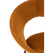 Chaise salle à manger ronde TROE avec trou - modèle rétro ocre - structure métal et tissu_5