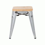 Tabourets bistro bas en acier avec assise en bois (lot de 4) | Bolero - GM634_5