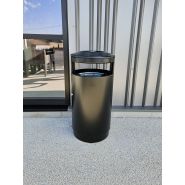 Corbeille publique en acier galvanisé ou inox 304 - Contenance 40L à 100L - Design robuste avec options cendrier et seau galvanisé