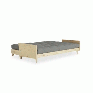 Canapé 3 places convertible INDIE - Style scandinave - Futon gris - Couchage 130x190 cm - Pin massif - Matelas confortable_5